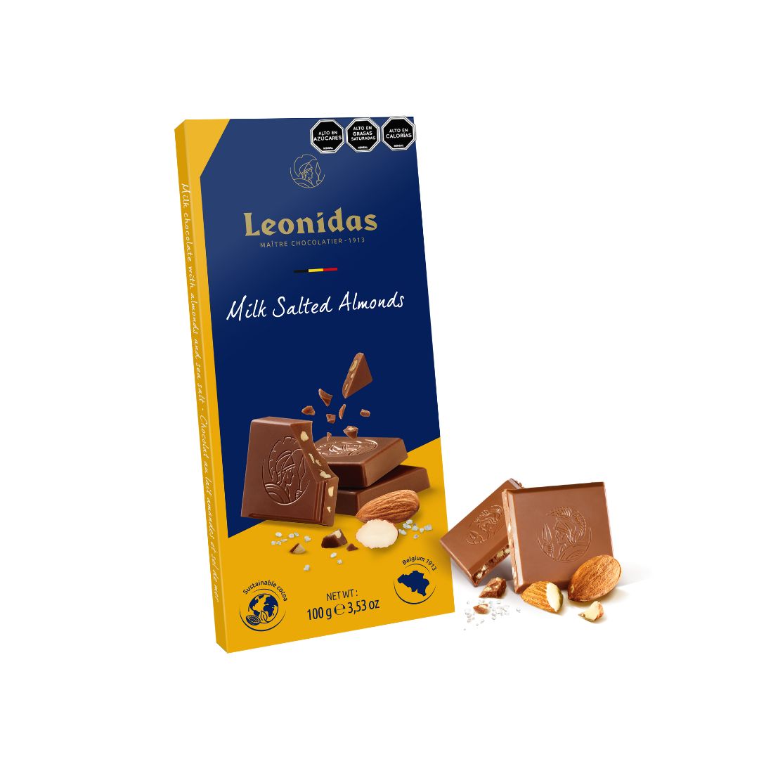 Barra de Chocolate de Leche con Almendras Saladas 100gr